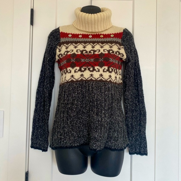 Vintage Alain Manoukian Wool Blend Ribbed Pullover Turtleneck Sweater Size Small - Picture 1 of 8